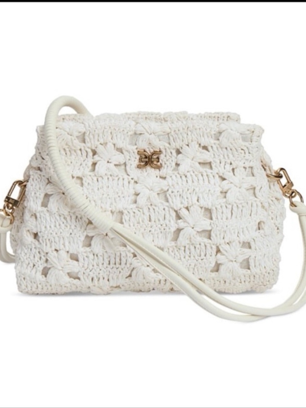 NWT sam Edelman Layla floral raffia crochet shoulder bag